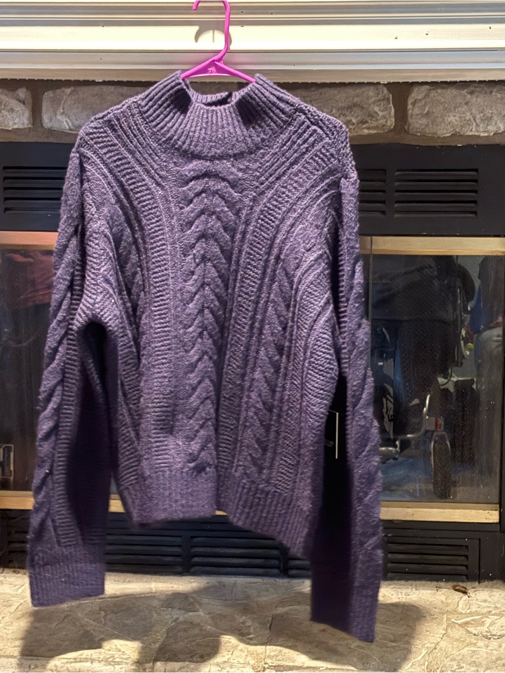 Simply Vera Vera Wang Navy Cable Knit Mock Neck Sweater